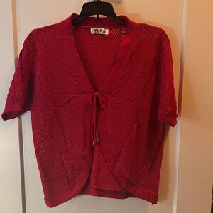 Women's Red Knit Cardigan